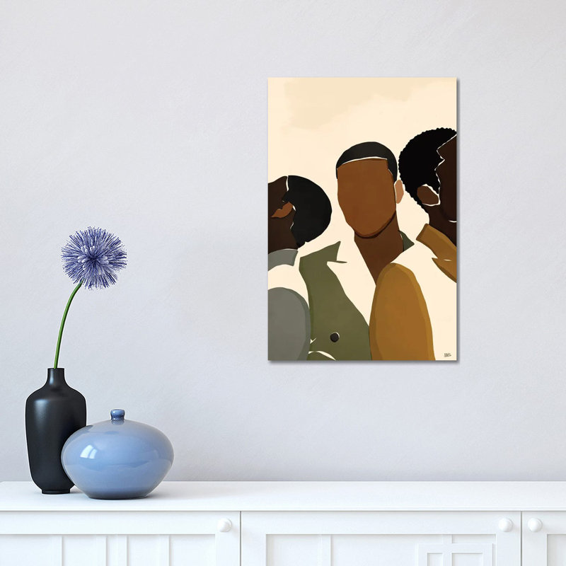 Impression d’art graphique, "Brothers" par Brie Nicole, H 18 po x l 12 po x 1,5 po, Toile tendue, Pas de tapis