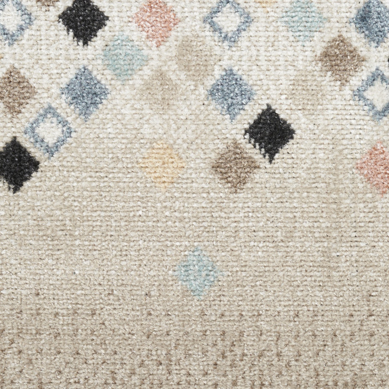 Lajeune Geometric Machine Washable Area Rug in Beige, Runner 2' x 6'