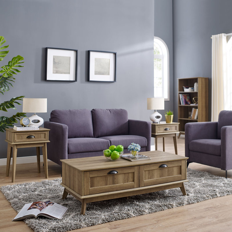 Cabral End Table with Storage - Nightstand with Drawer, Living Room, Natural