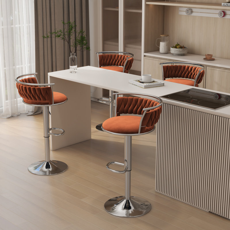 Tabouret de bar Christal, Orange, Argent