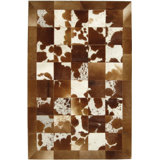 Area Cowhide Patchwork Area Rug in Natural Brown