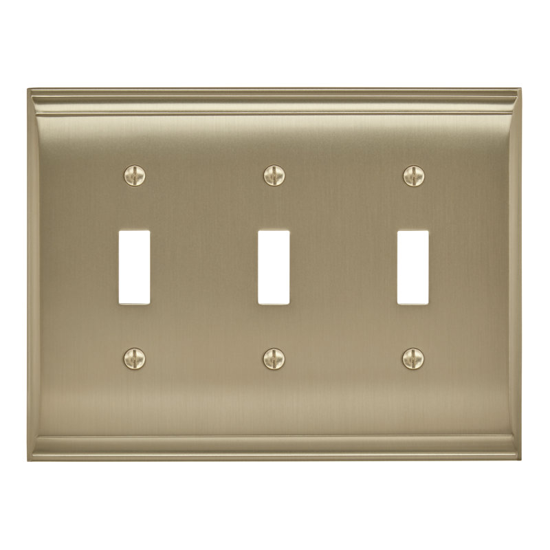 Candler 3-Gang Toggle Light Switch Wall Plate, Golden Champagne