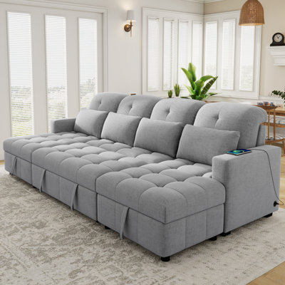 Boneless 110.2" Oversized U-Shaped Sofa Versatile Sectional Sofa Pull-Out Sofa Bed With Double Storage Chaise Lounges And Two Usb Ports For Living Room