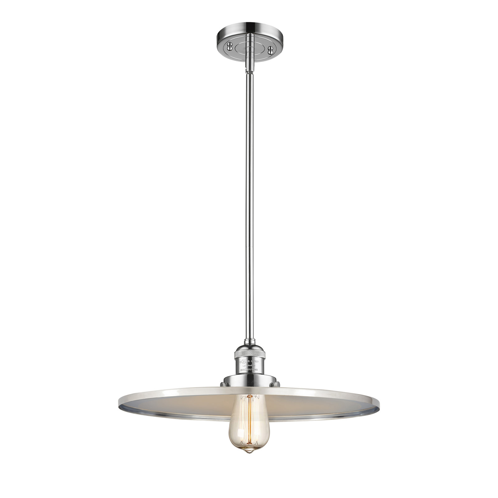 Rouvin Single Light Metal Dimmable Pendant, 5.38" H x 16" W x 16" D, Polished Nickel, Polished Nickel