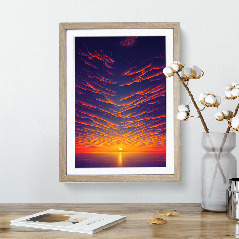 The Grand Ocean Sunset - Single Picture Frame Print, 64cm H x 46cm W x 2cm D, Oak Framed