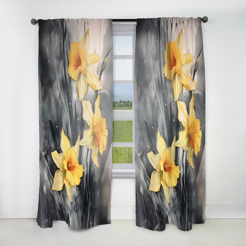 Impression de jonquilles Kimbolton jaune gris Natures II, L 52 po x L 63 po
