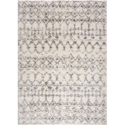 Tapis abstrait moderne de la collection rétro Raschad (5 pi x 8 pi) - 5 pi 3 po x 7 pi 6 po, ivoire