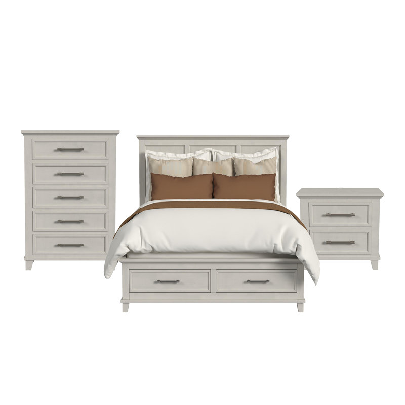 Daulton Storage 3PC Bedroom Set, Ivory, Queen