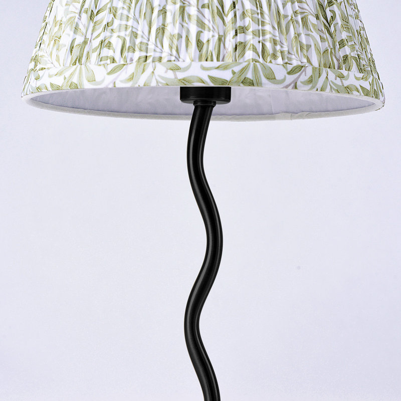 17'' Floral Table Lamp with Ditsy Shade for Bedroom, Green