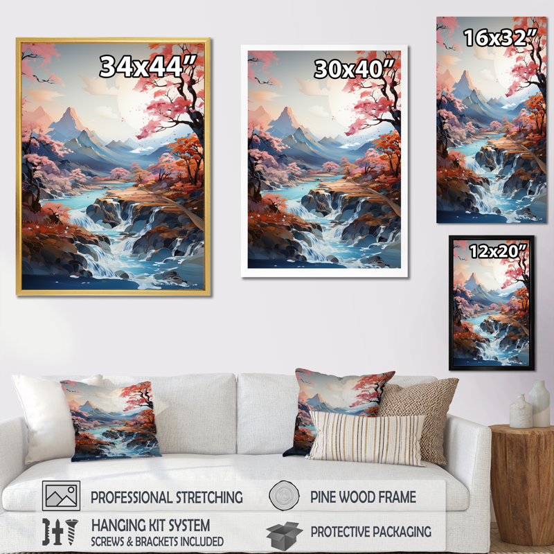 Fantaisie de montagne, Cadre flottant blanc, 44" H x 34" W