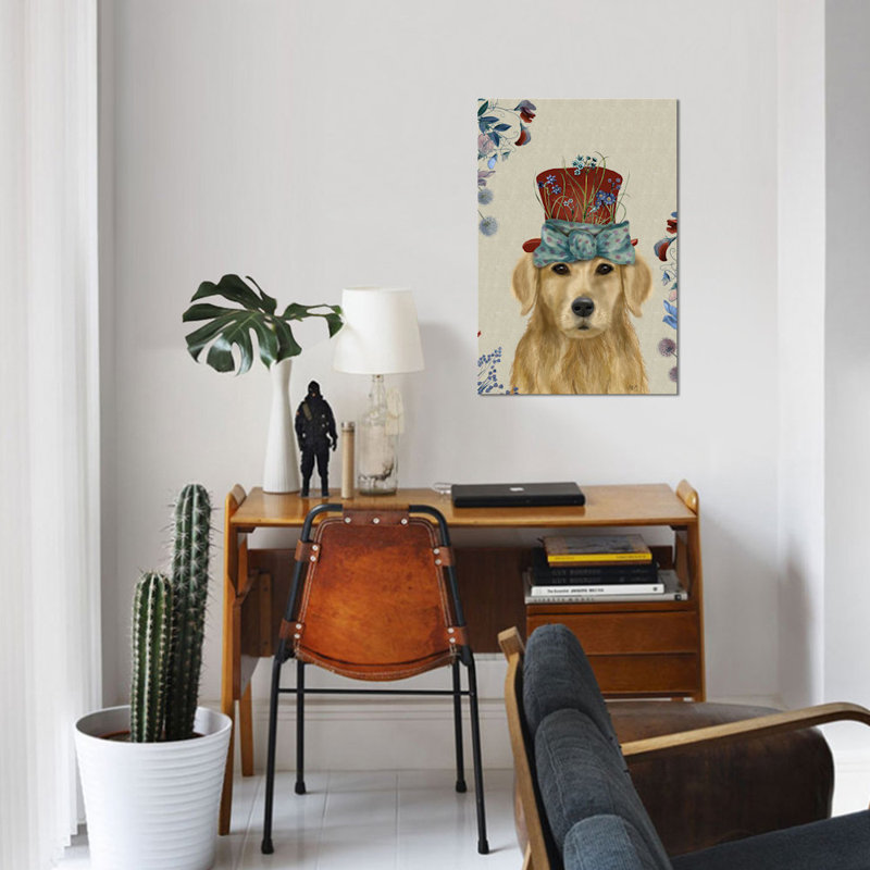 «A Milliner's Dog Series: Golden Retriever II», impression sur toile, H 26 po x l 18 po x P 1,5 po, Toile tendue