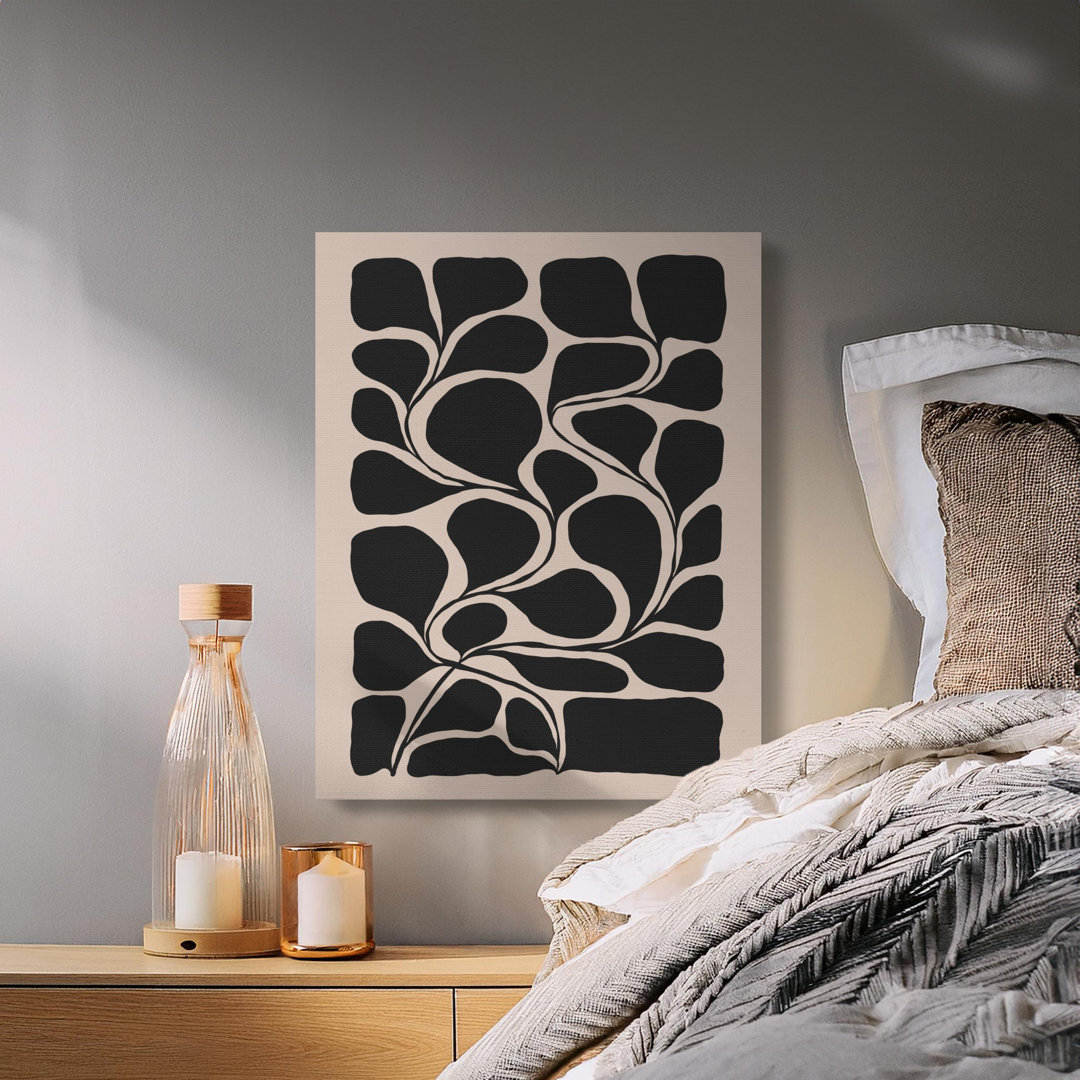 Minimalist Black Beige Botanical Canvas