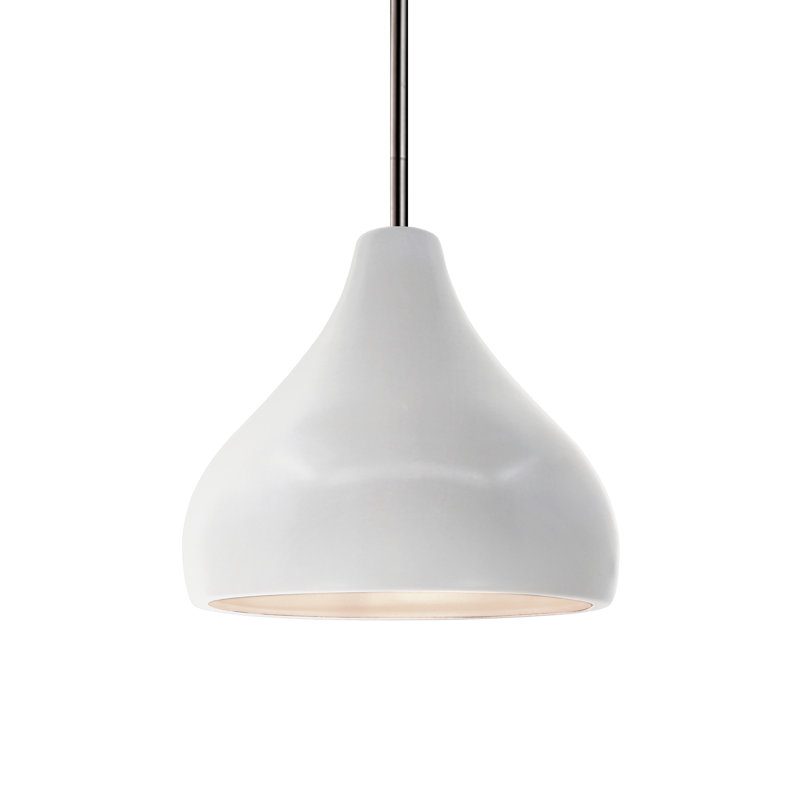 Luminaire suspendu à 1 lumière Meydan, Bisque, H 7,25 po x l 8 po x P 8 po, Nickel brossé