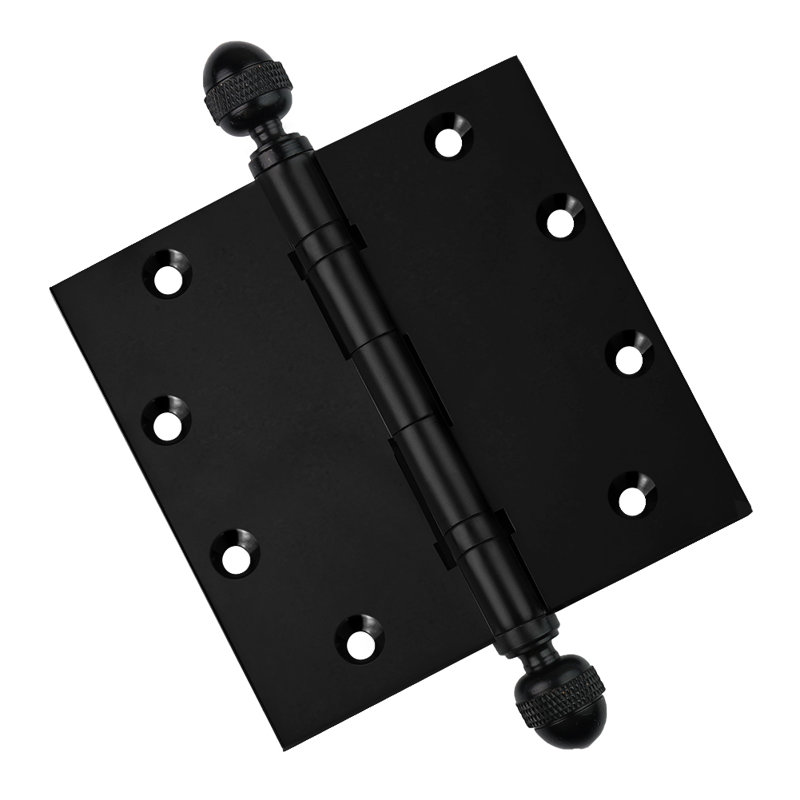 Charnière de porte simple à roulement à billes en laiton massif H 5 po x l 5 po, Noir mat