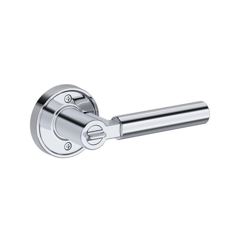 Lake Forest Keyed Entry Lever with Recessed Round Rose in Lifetime (PVD) Satin Brass, Unlacquered Brass