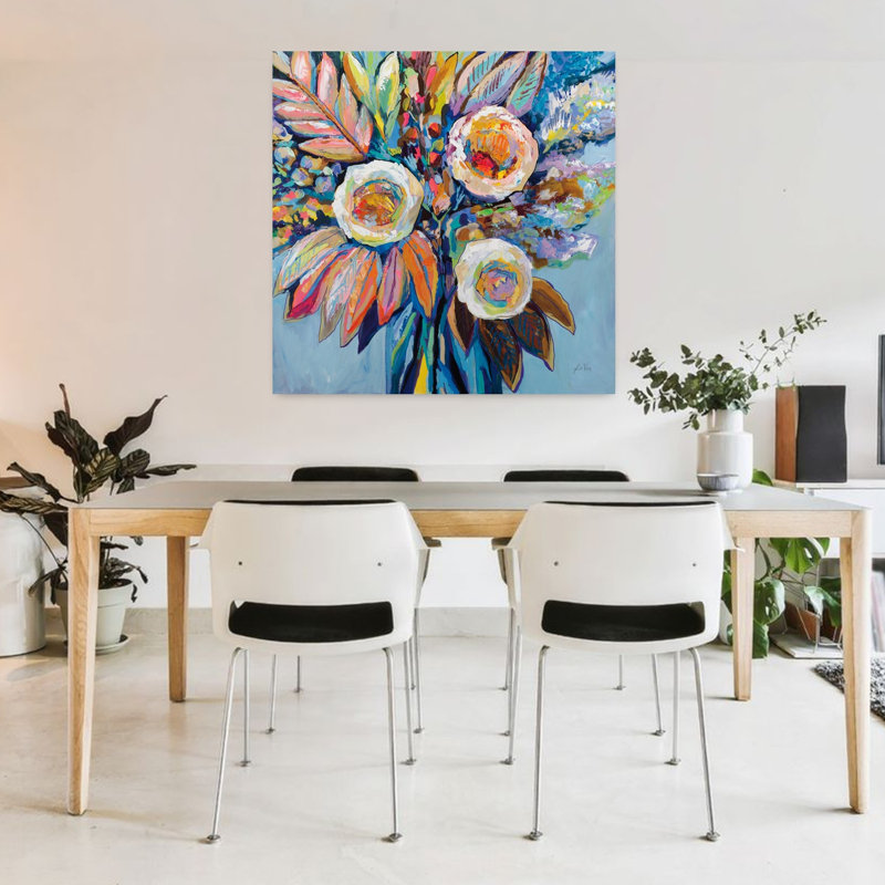 Merveilleux, art abstrait contemporain de fleur de lilas rose, H 36 po x l 36 po