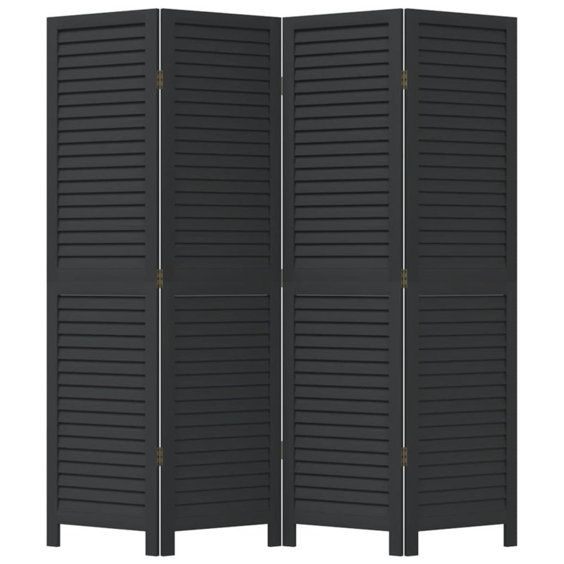 Trista Solid Wood Accent Room Divider, Black, 220cm H x 145cm W, 4 Panels