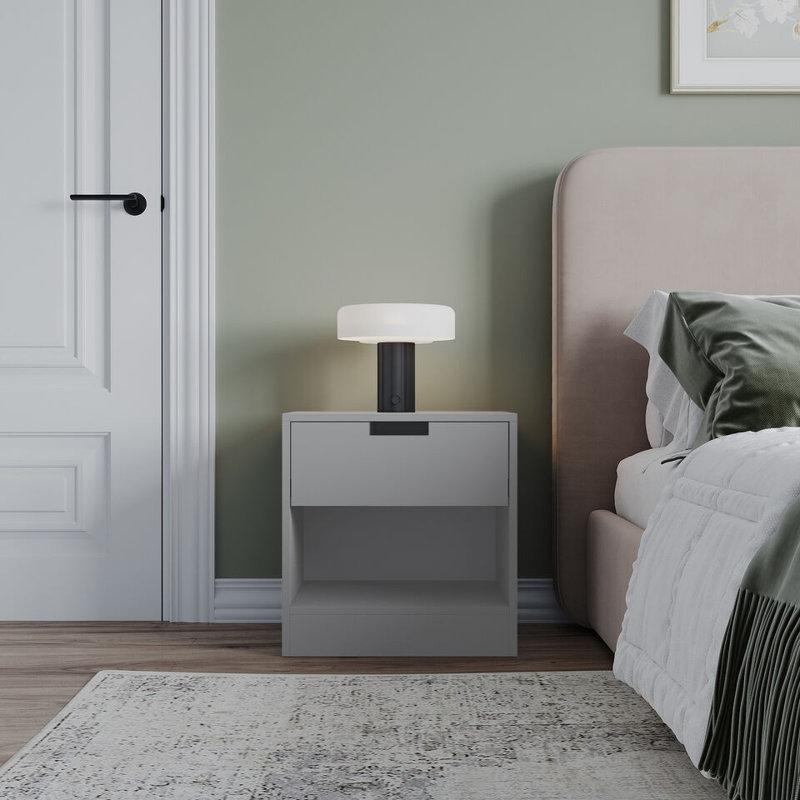 Siek 45cm W Metal Bedside Table, Gray