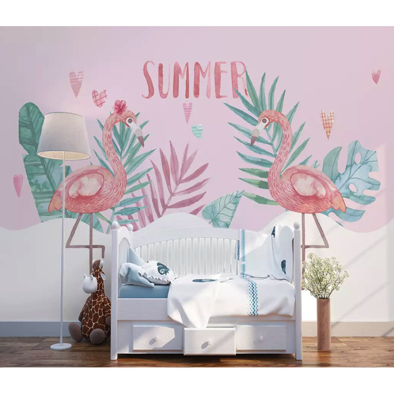 Papier peint texturé amovible exotique Flamingo, l 55 po x L 35 po