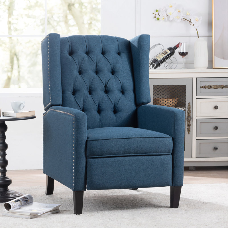 27. Fauteuil inclinable manuel de 16 po de large, Mélange de polyester bleu