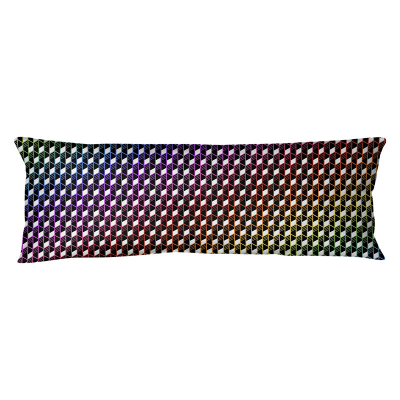 Coussin lombaire géométrique, Bourre en polyester, Vert/Orange/Mauve
