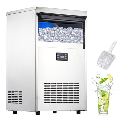 Machine à glaçons autoportante de 100 lb - Acier inoxydable sous le comptoir avec bac de 33 lb, qualité commerciale pour bar et cuisine à domicile