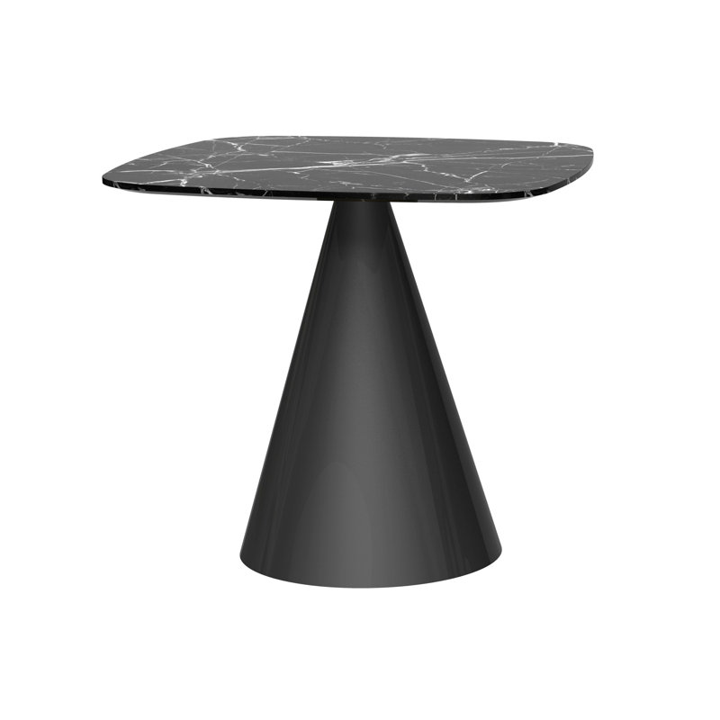 Bedminster Marble Top Metal Base Dining Table, Black/Black