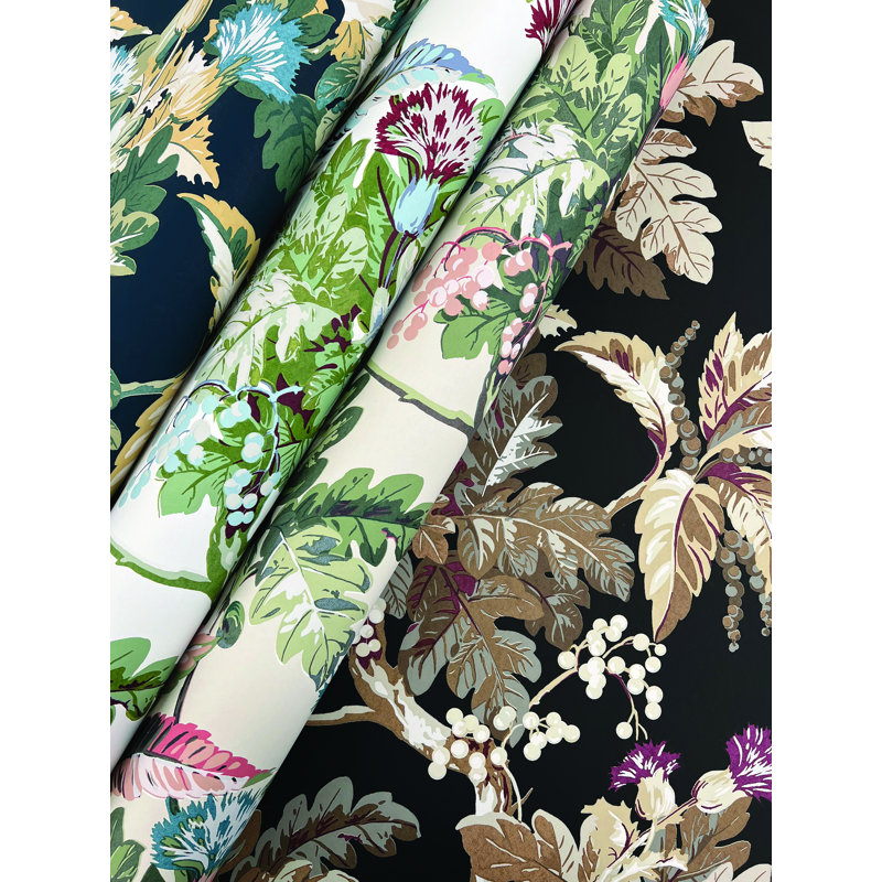 Briarwood Floral Wallpaper Double Roll, Navy
