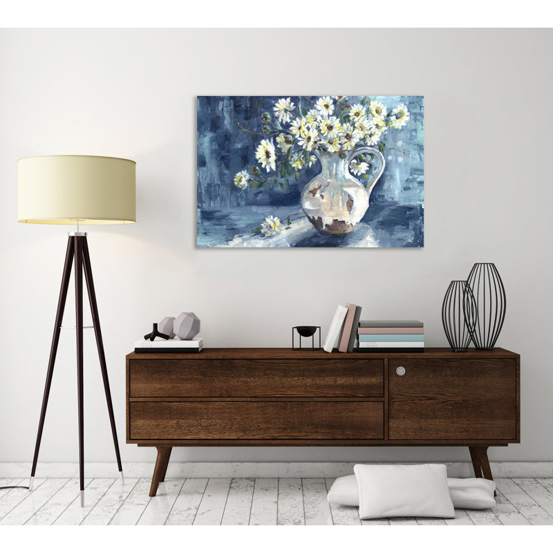 « soleil et daises », reproduction de peinture à l’aquarelle sur toile tendue, H 12 po x l 18 po