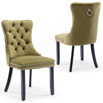 Belmont Button-Tufted Velvet Dining Chair – Premium Fabric & Solid Oak Frame