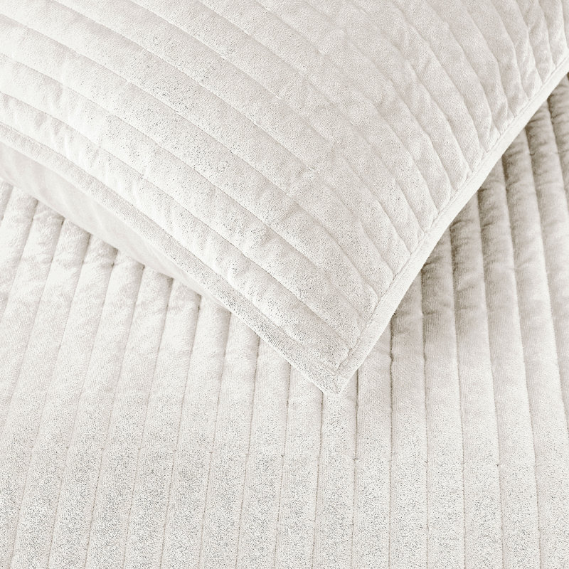 Wonderful Velvet 3-piece reversible quilt set, King Quilt + 2 King Shams, Cream