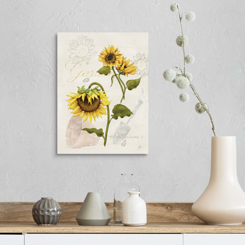 Art romantique sur toile, "Tournesol romantique", Toile tendue, H 12 po x l 16 po x P 1,25 po