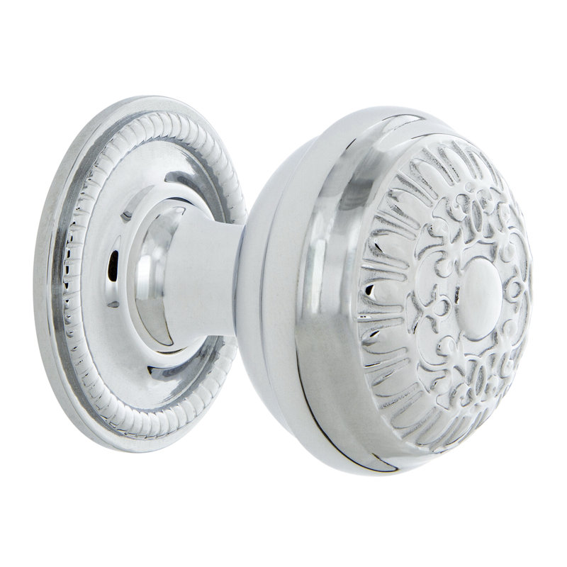 Egg and Dart 1 3/8" Diameter Round Knob, Bright Chrome