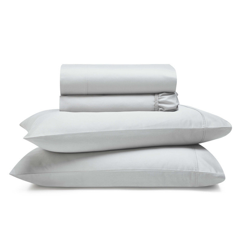 Ensemble de draps en coton Apus, Ensemble de draps pour très grand lit avec 2 taie, Argent, Mattress Pocket Depth 20"