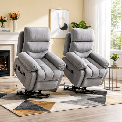 Fauteuil inclinable et pivotant en chenille moderne avec massage à 8 points, chaleur et aide au levage pour le salon et la chambre à coucher (ensemble de 2)