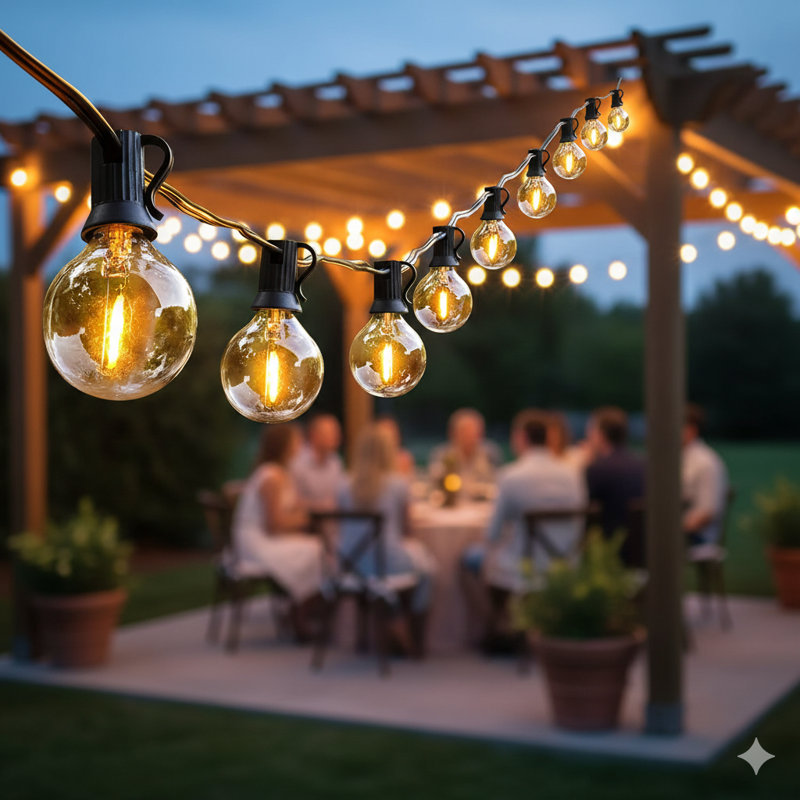 Guirlande de 50 lumières sphériques à brancher de 50 pi, incassable, connectable, douce et chaude