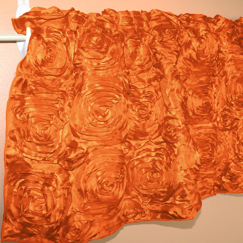 Floral Tailored Window Valance, 54" W x 32" L, Orange