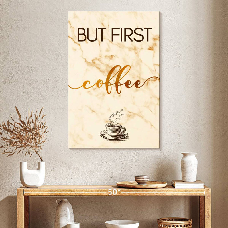 «Coffee Cup First» sur toile, H 39 po x l 26 po x P 1,25 po