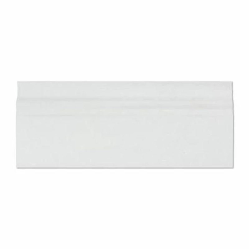 12" x 5" Honed Marble Bullnose Tile Trim, Honed Thassos White