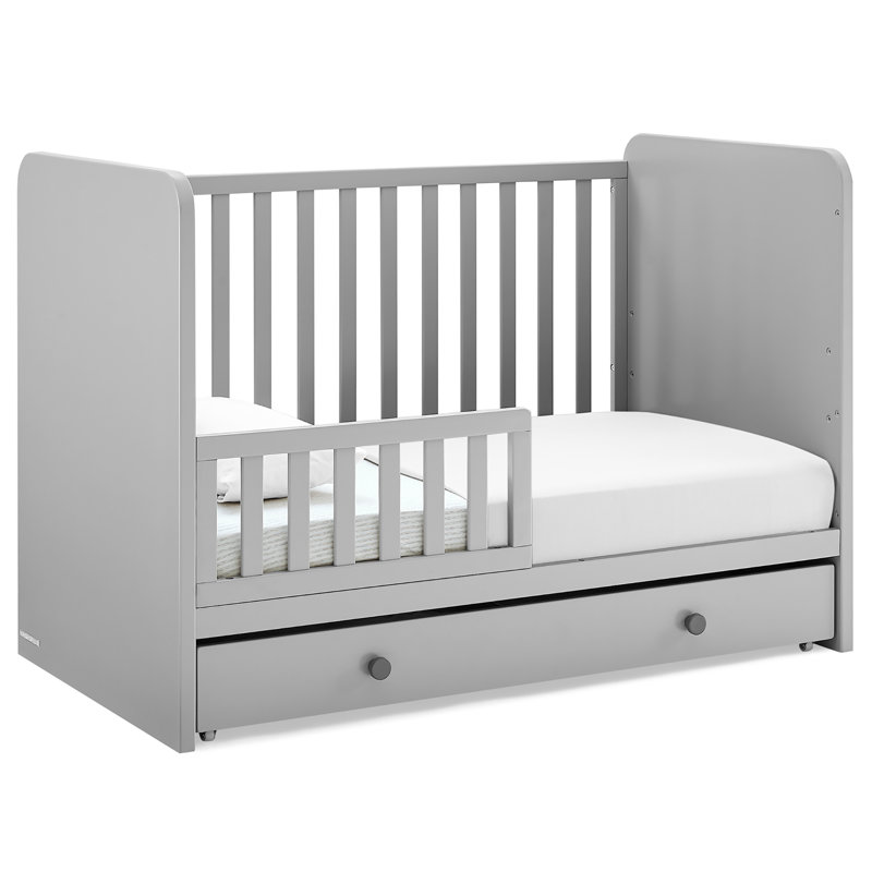 Gray GREENGUARD Certified 4-in-1 Convertible Crib with Storage Drawer