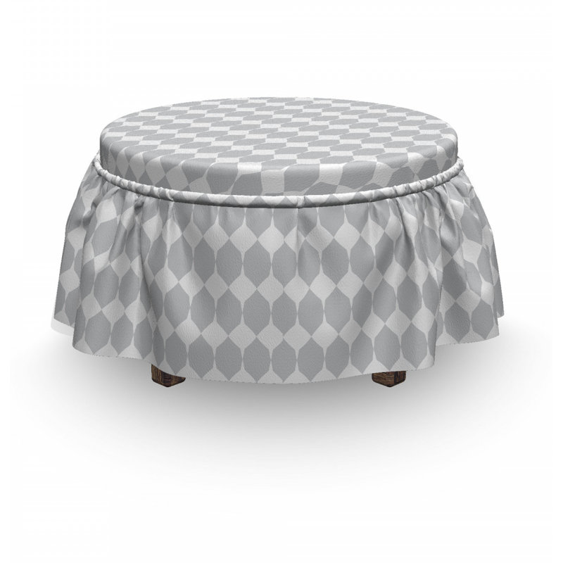 Housse pour décoratif repose-pieds, Gris pâle mosaïque rhombus / blanc