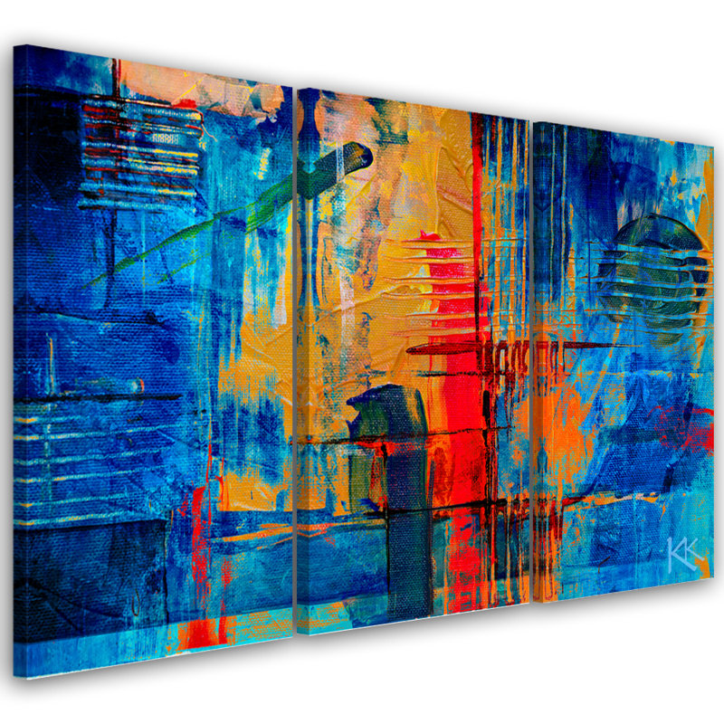 Hand -Packed In Blue - 3 Piece No Frame Print on Canvas, 80cm H x 120cm W