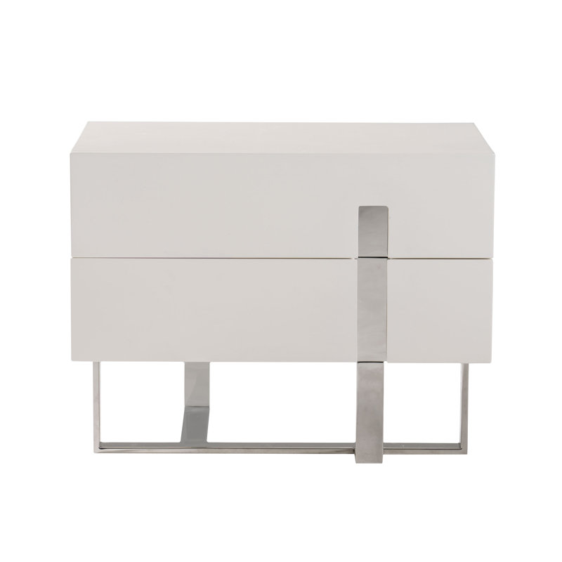 Table de chevet 2 tiroirs blanche Abriel
