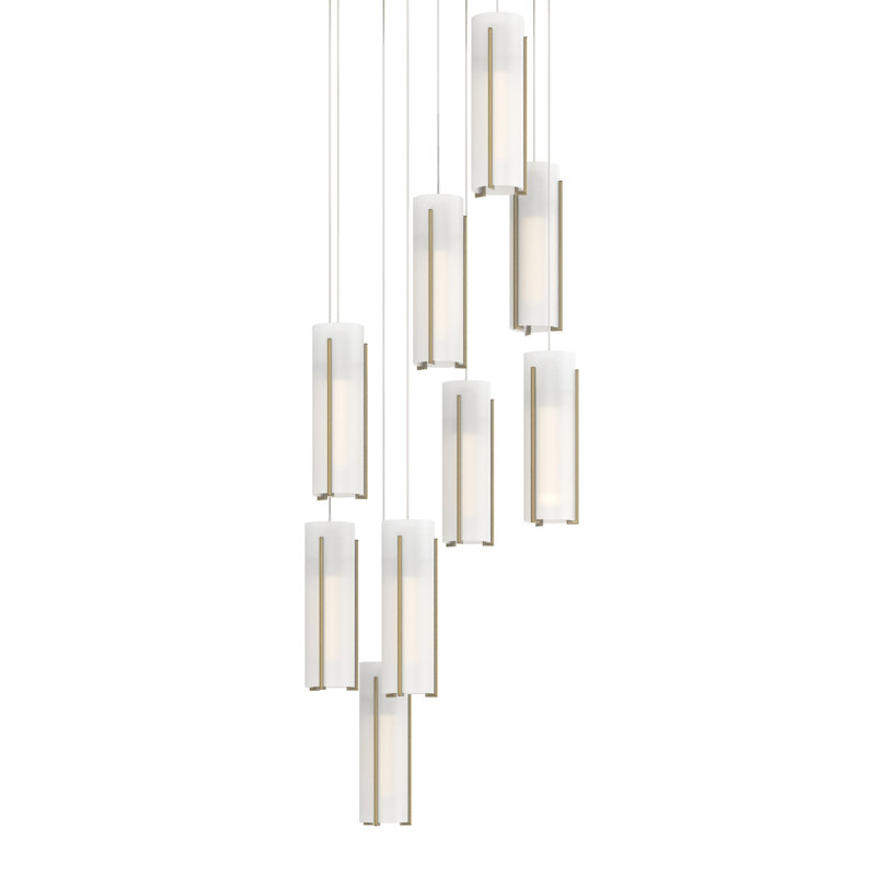 Exos 9 - Light Cylinder Pendant, Opal, Oil Rubbed Bronze, 13" - 130"