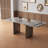 Extendable 63'' to 94.5'' Dining Table,Rectangular Sintered Stone Top,Stainless Steel Legs for 6-10 People