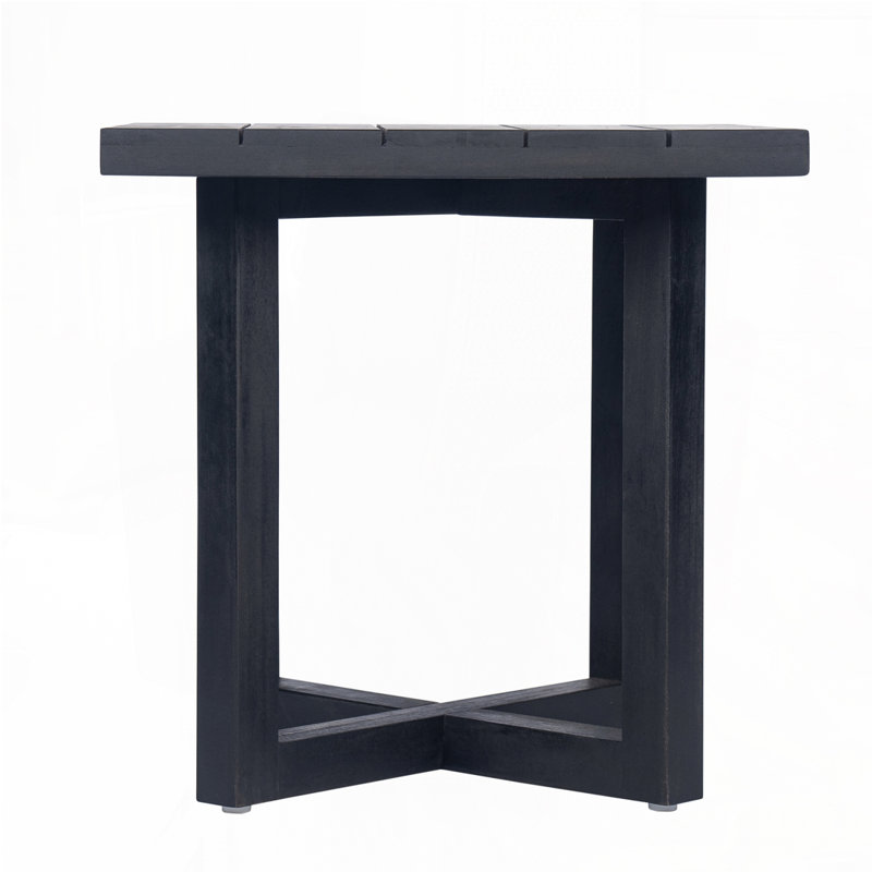 Table d'appoint de patio avec plateau carré en bois et base en bois