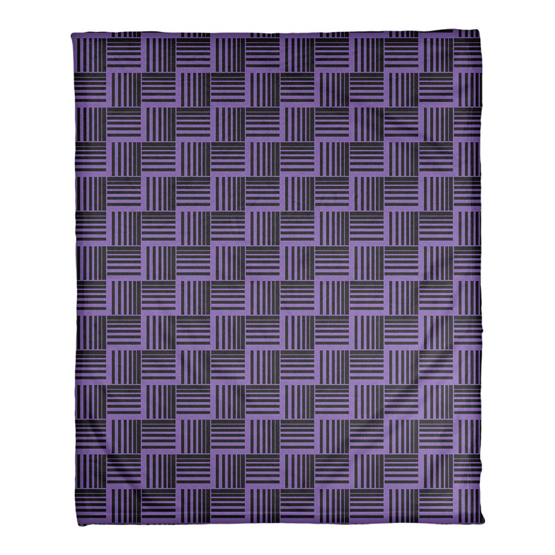 Couverture polaire à rayures classic basketweave, l 50 po x L 60 po, Mauve / Noir