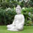 22.75"H MGO White Meditating Buddha Statue