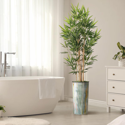 Arbre artificiel en pot à motif géométrique contemporain