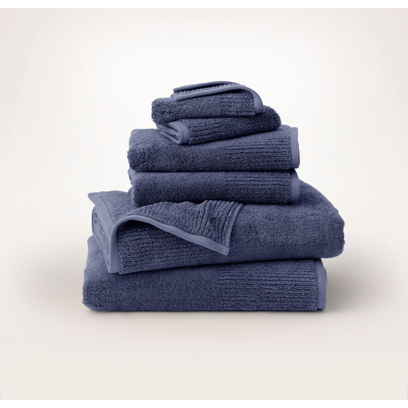 Turkish Ultra Plush Towel Set, Coastal Navy, 6 Pieces: 2 Bath Towel, 2 Washcloth, 2 Hand Towel